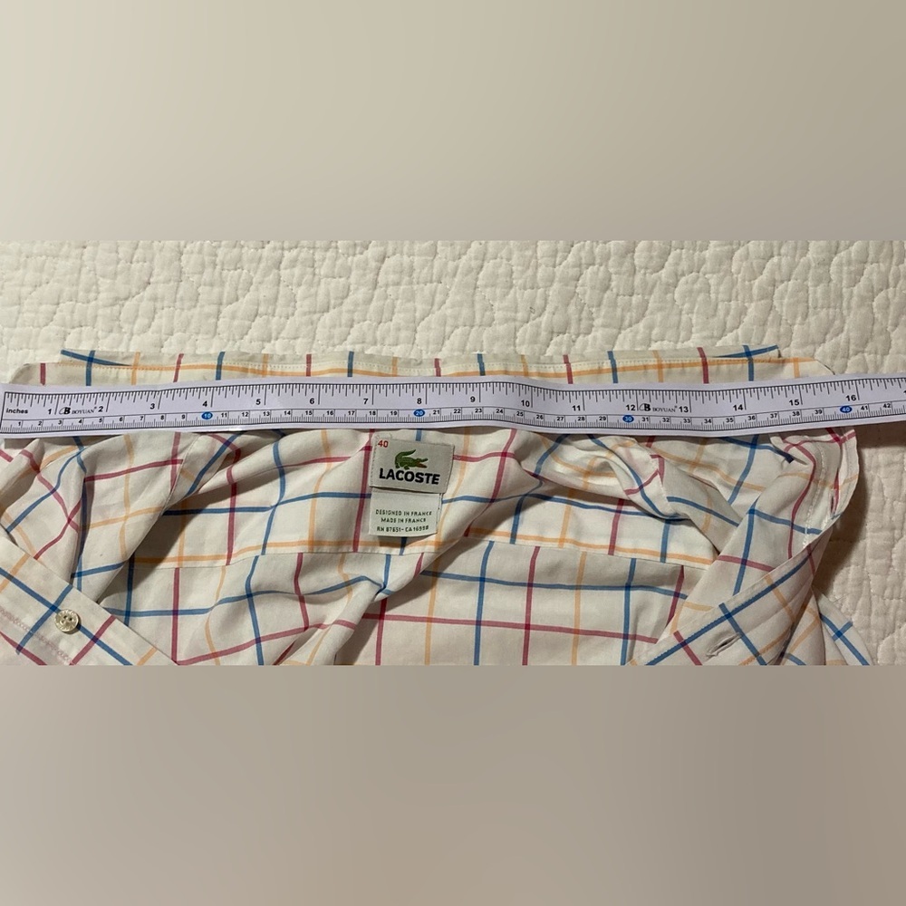 Lacoste Men's 100% Cotton Shirt - Some‎ Flaws | Neck Size 15 1/2 - 15 3/4 - Picture 15 of 16